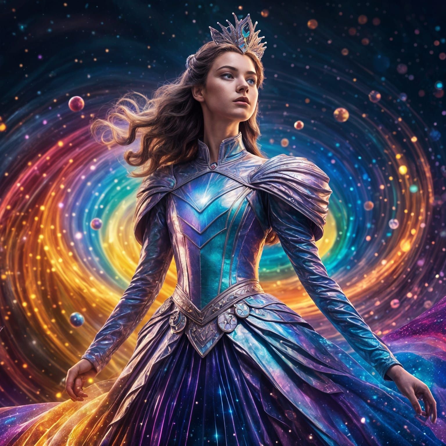 Disney Princess Seraphina in Futuristic Space Elegance