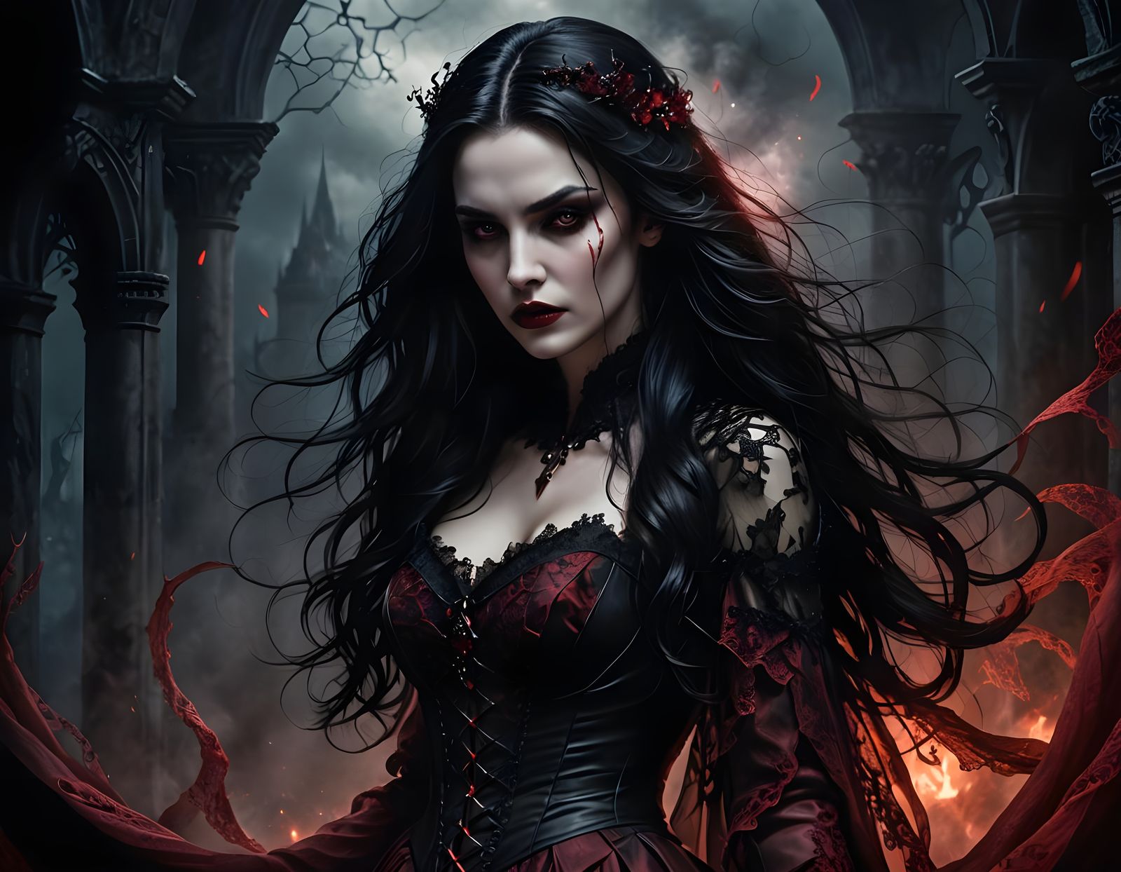 Ethereal Vampire in Gothic Romance Style