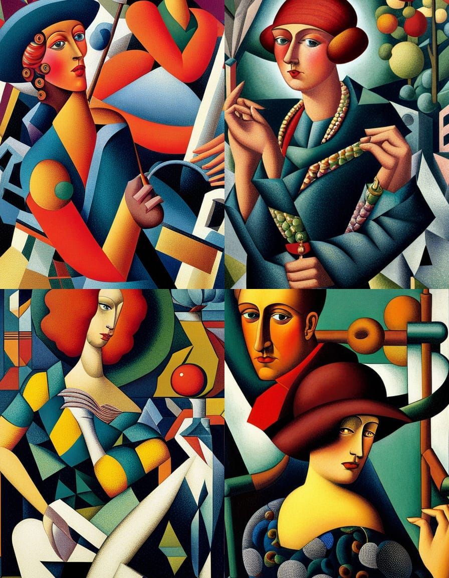 Cubist Portrait in the Style of Jean Metzinger