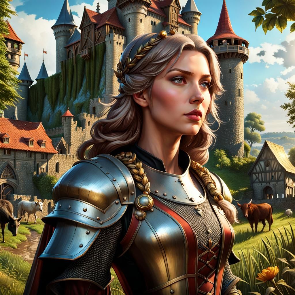 Medieval Castle Farm Animals Digital Art