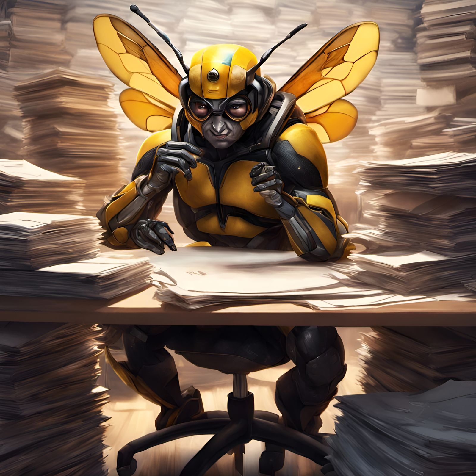 Bumblebee Office Portrait by Artgerm and Pixar
