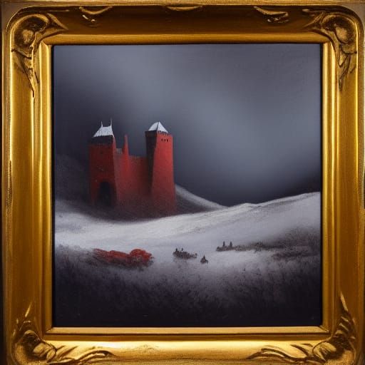 Dramatic Mountain Castle in Impressionistic Style