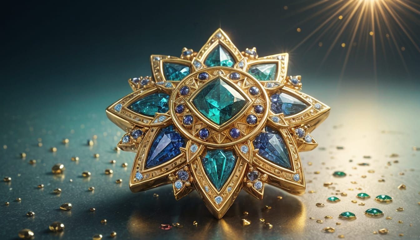 Gold Amulet with Jewels in Open Chest