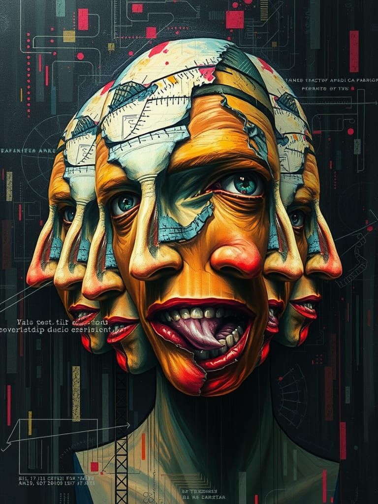 Distorted Faces Trapped in Fractured Mind