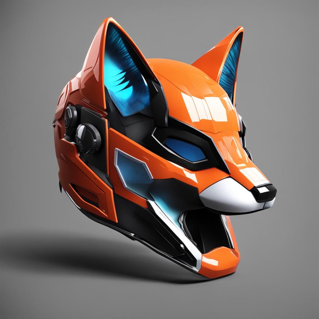 Futuristic Fox Helmet: Realistic AI Art
