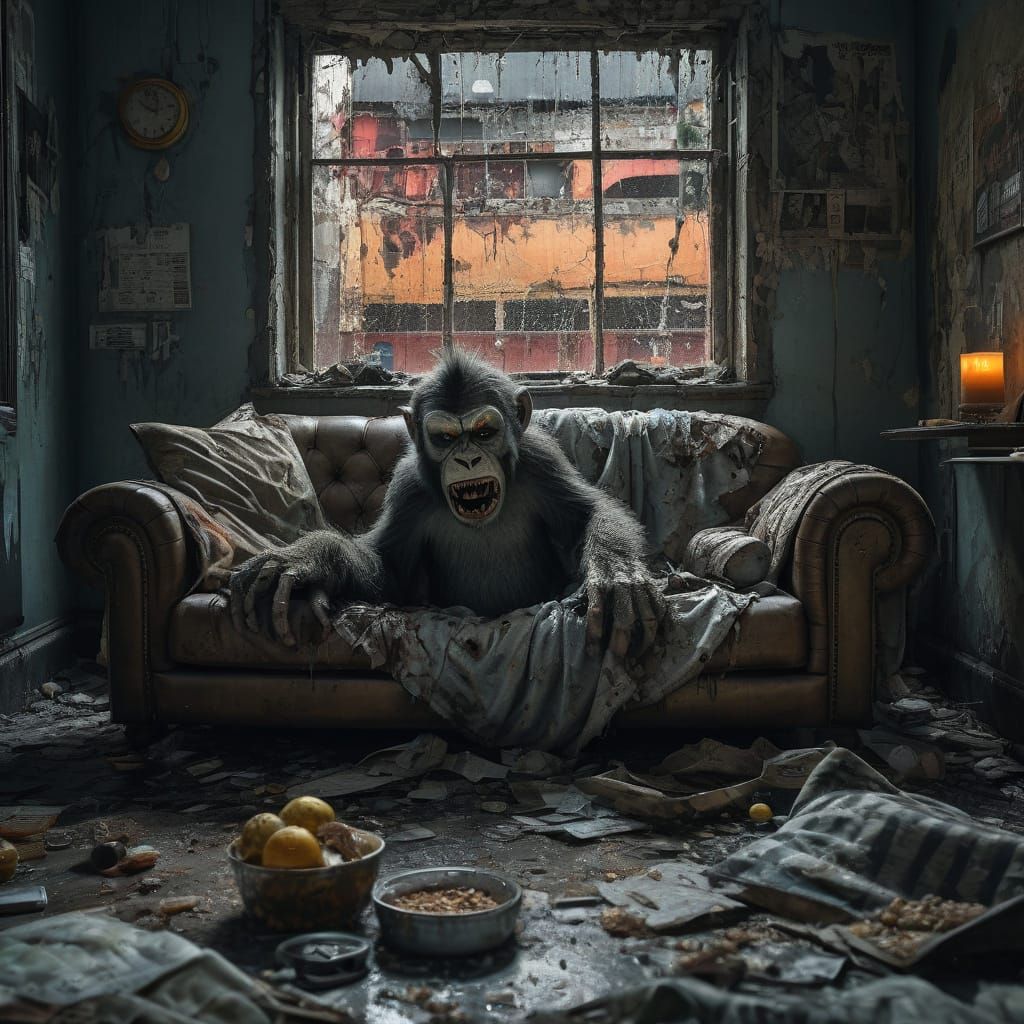 Zombie Monkey Clown in Grimy Urban Decay
