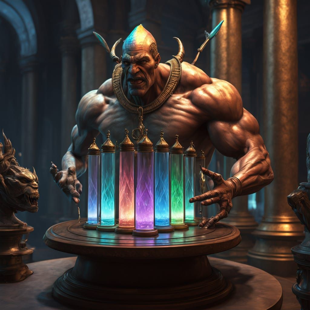 Enraged Genie Imprisoned in Crystalline Prism