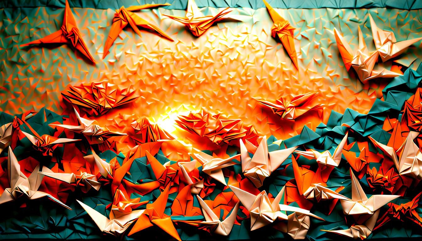 Origami Sunset Inspired by Romantic Painting