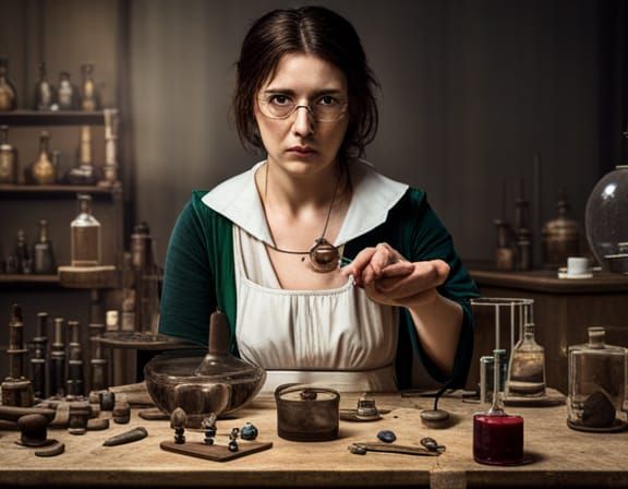 Medieval Lab Scientist in Baroque Style