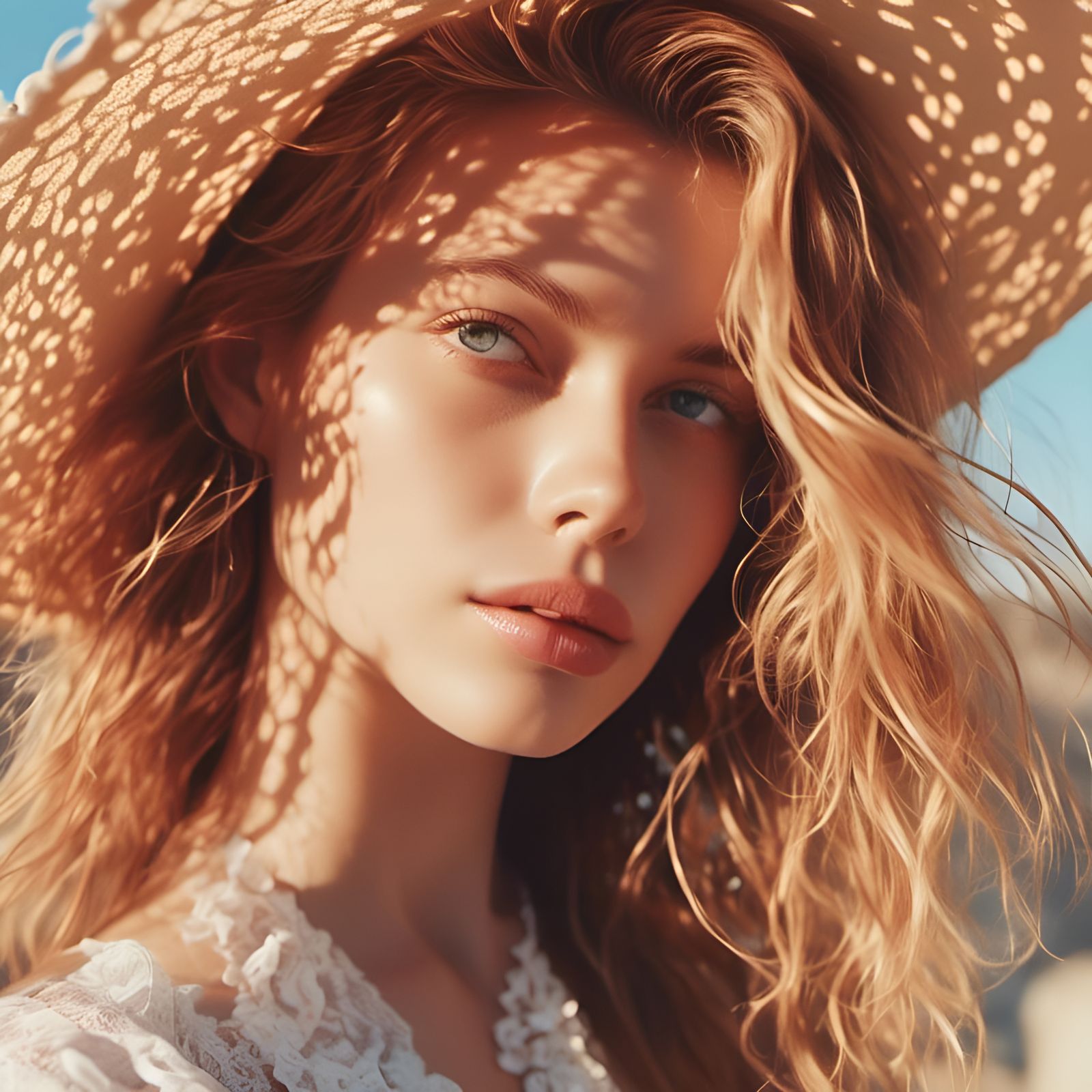 Hyperrealistic Woman on a Sunny Day