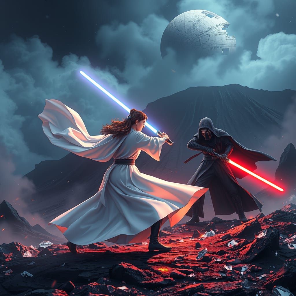 Jedi Woman Fights Kylo Ren on Volcano Planet