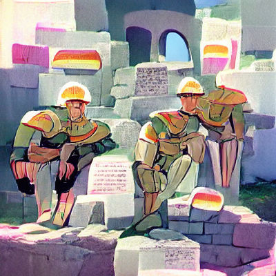 Futuristic Soldiers in Glorious Ruins