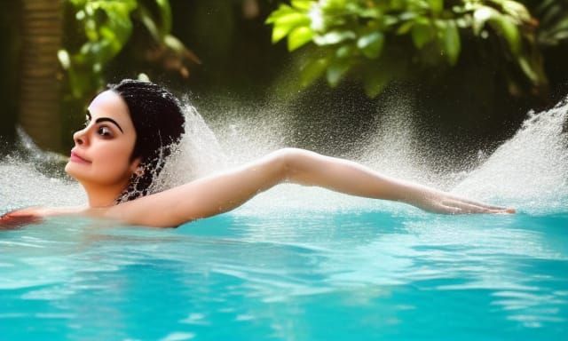 Actress in Black Swimsuit: Professional Photography