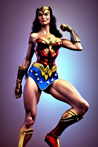 Muscular Wonder Woman: Digital Art Inspired by Comic Fantasy