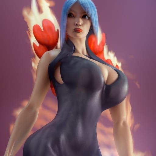 Fire Goddess in Space Horror Manga Style