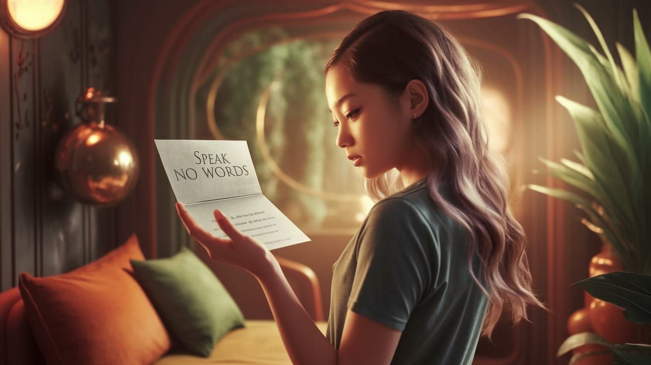 Teenage Girl Contemplates Mysterious Message in Martian Bedr...