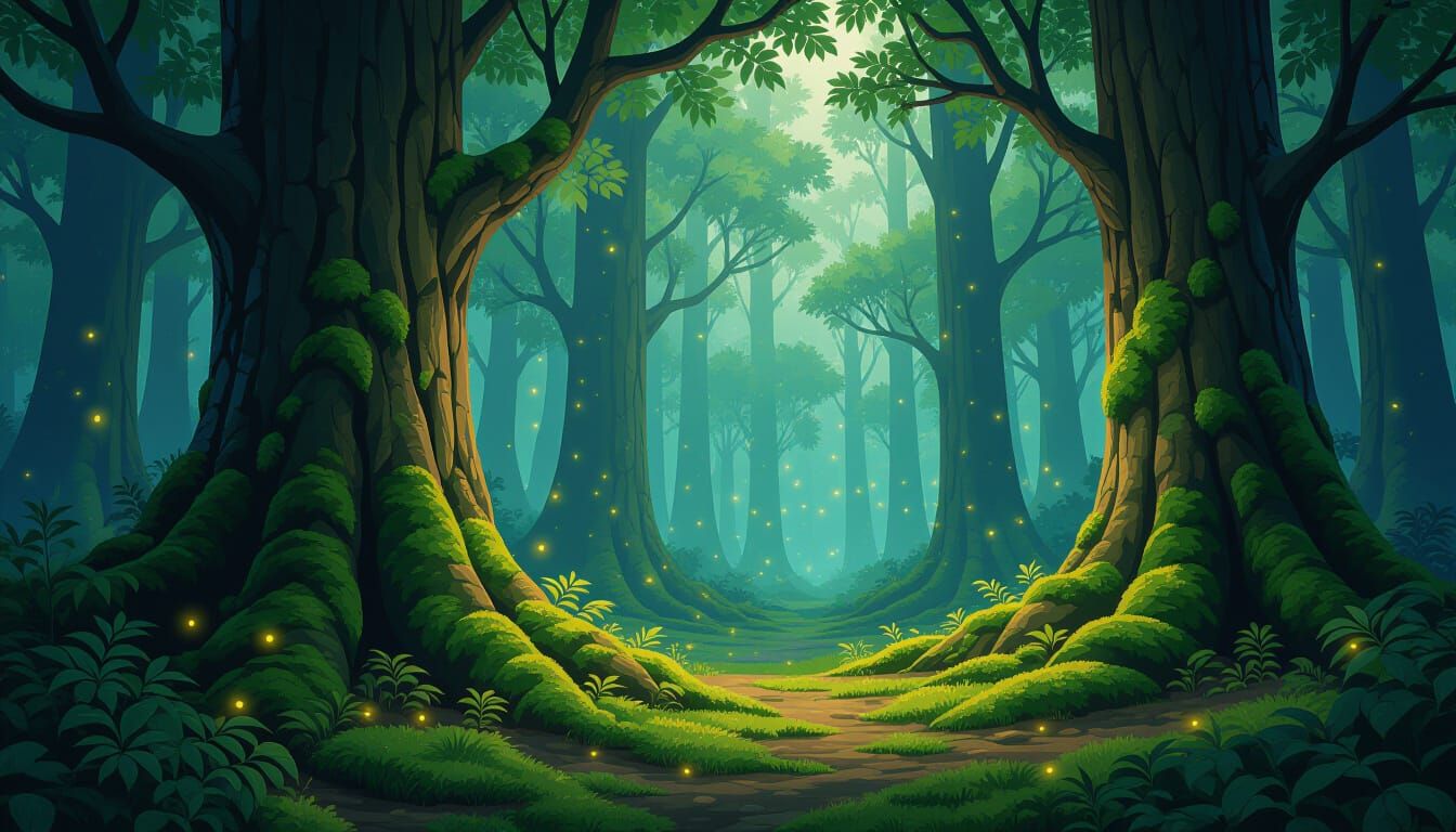 Mystical Forest Gridded for Dragons and Dungeons