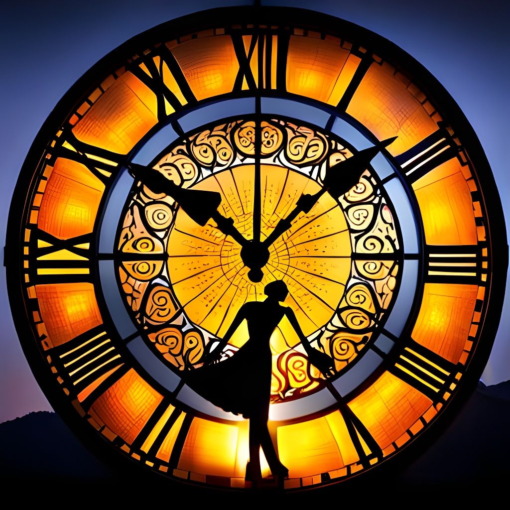 Silhouette Dancers Under a Giant Clock