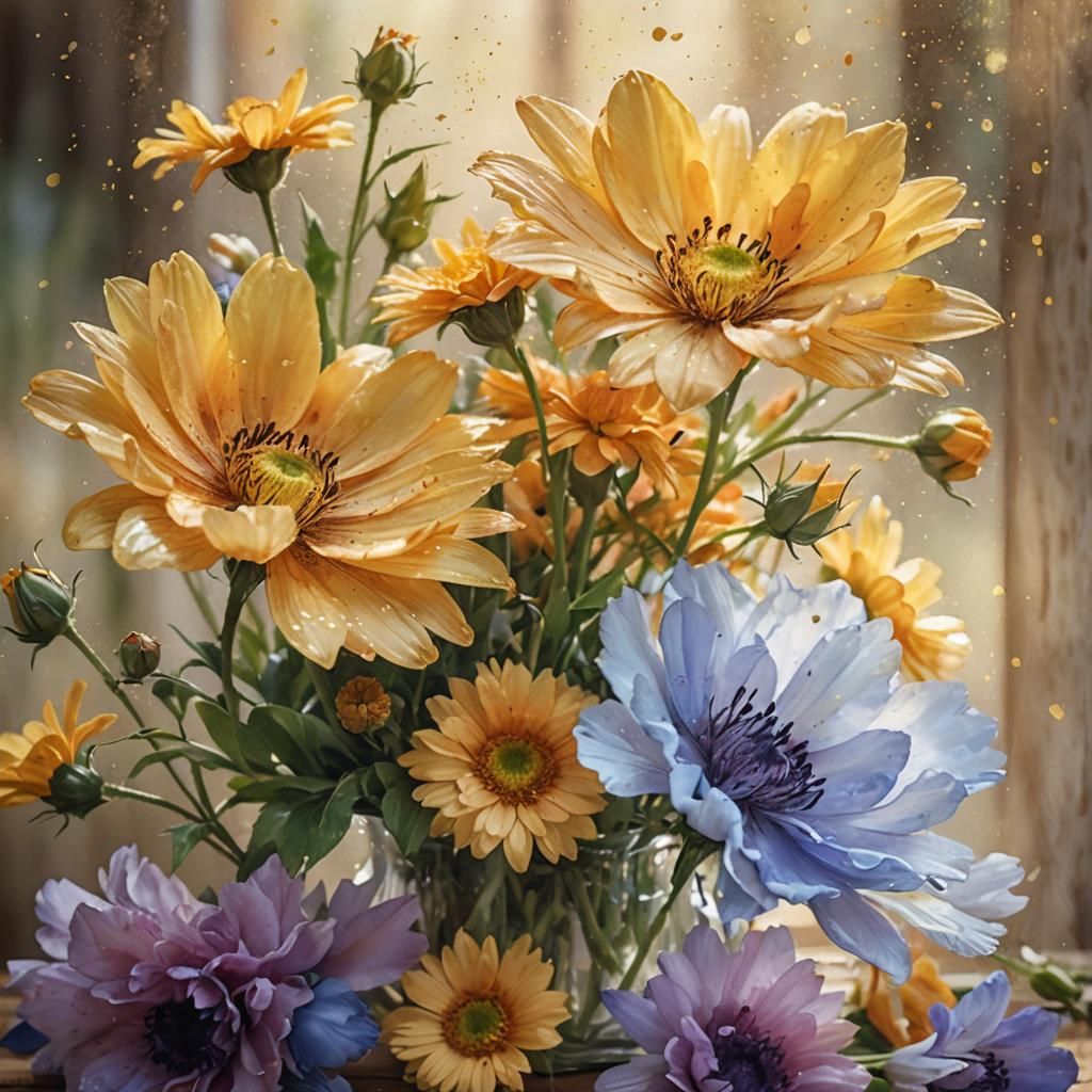 Watercolor Floral Still Life in Macro Photography