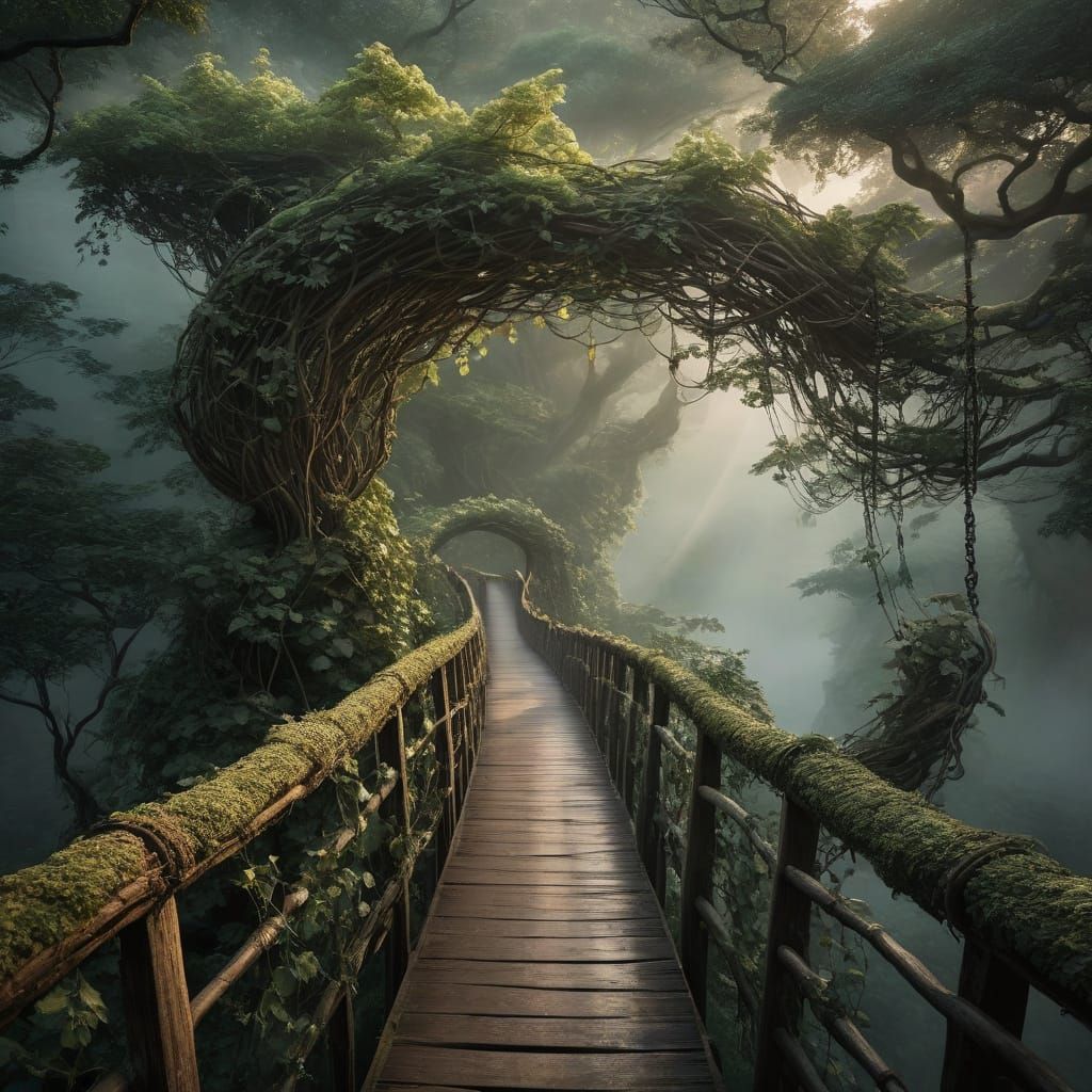 Dreamlike Bridge Connects Ethereal Realms