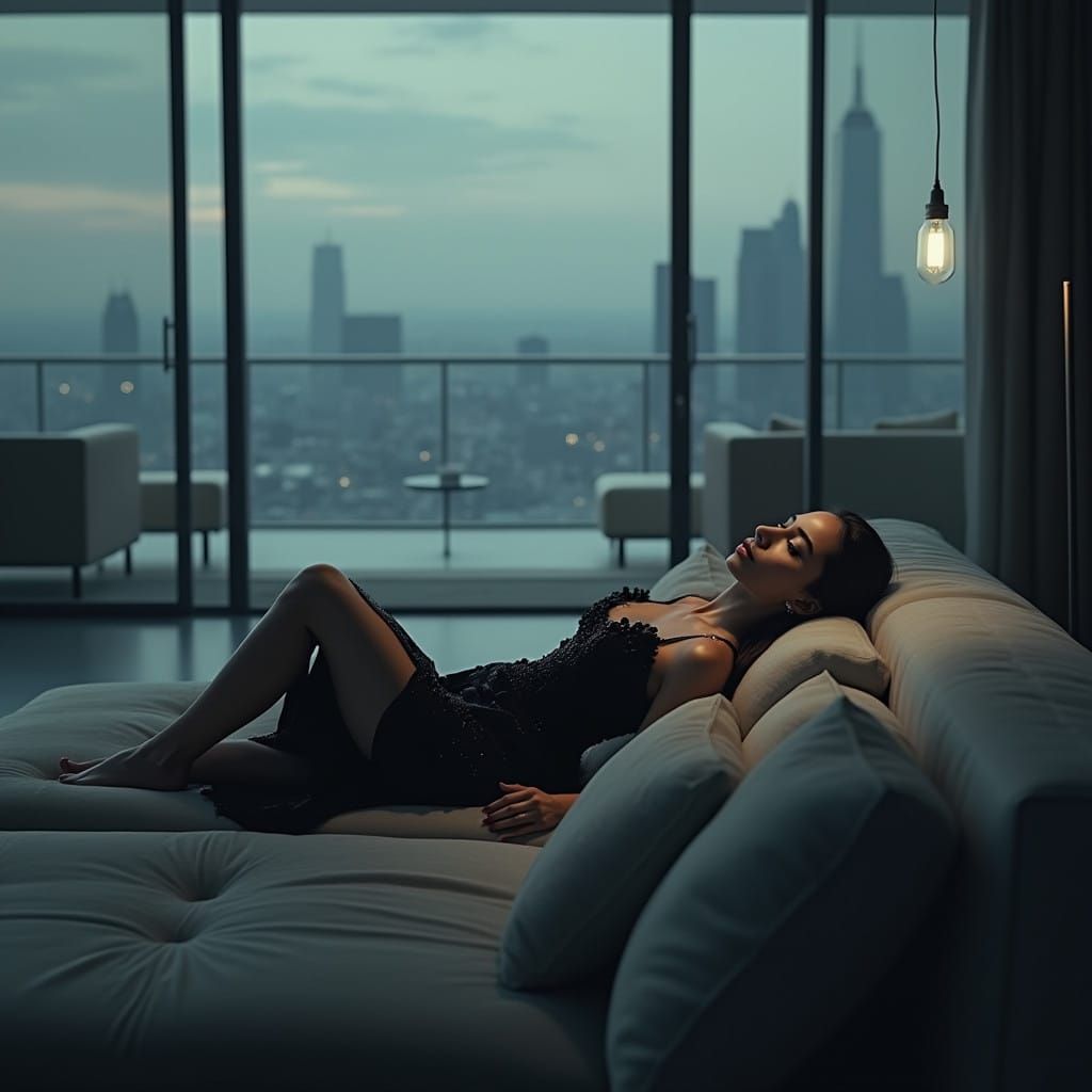 Young Woman's Despair in Luxury Isolation