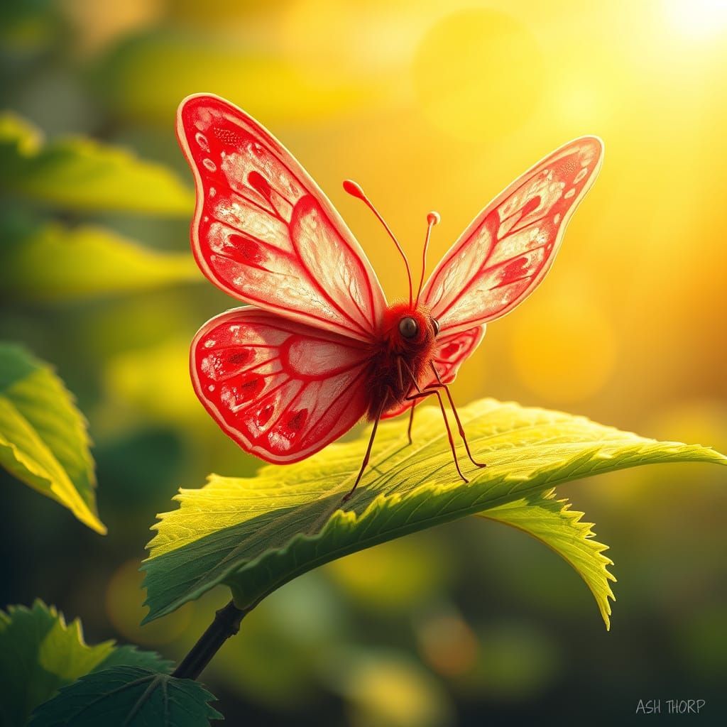 Strawberry Watermelon Butterfly in Dreamy Sunlight