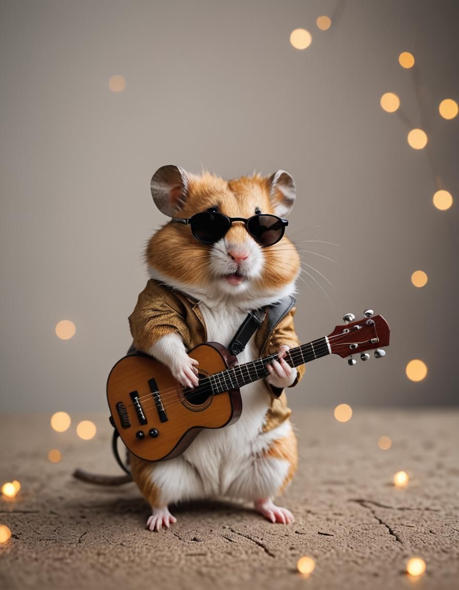 Hamster Rocks Out: Sunglasses and Guitar