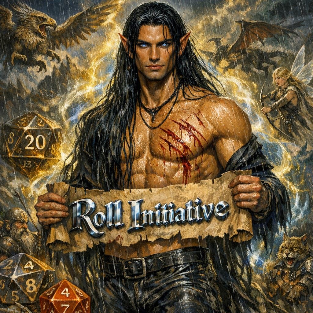 Sensual Elf Warrior with Claw Marks in Rain