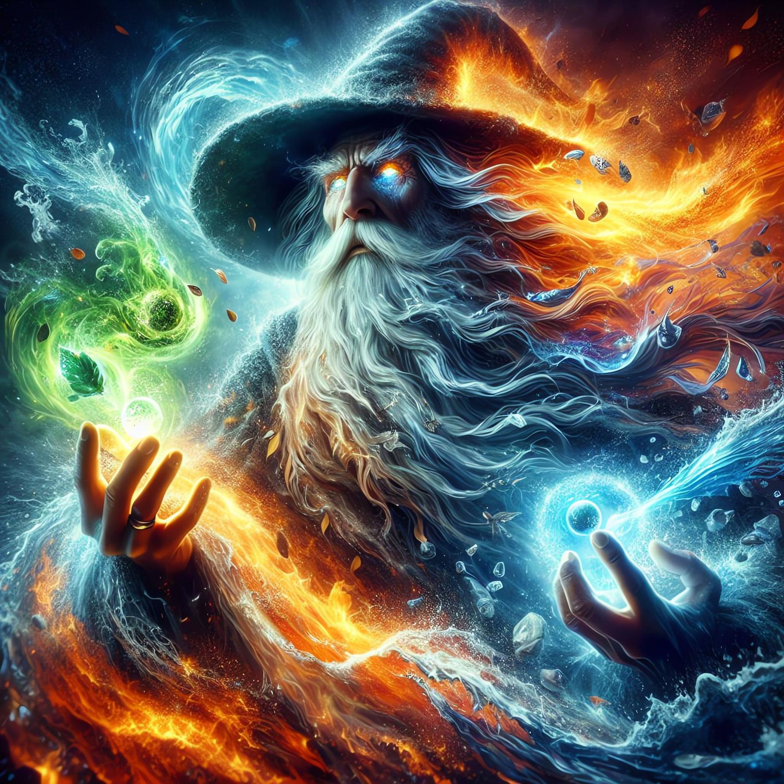 Elemental Wizard Harnessing Nature's Power