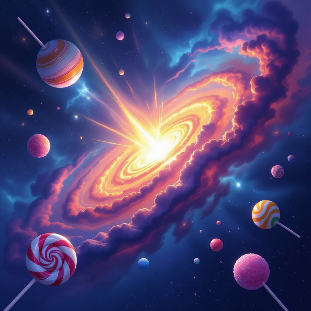 Cosmic Candy Supernova in Digital Painting Style
