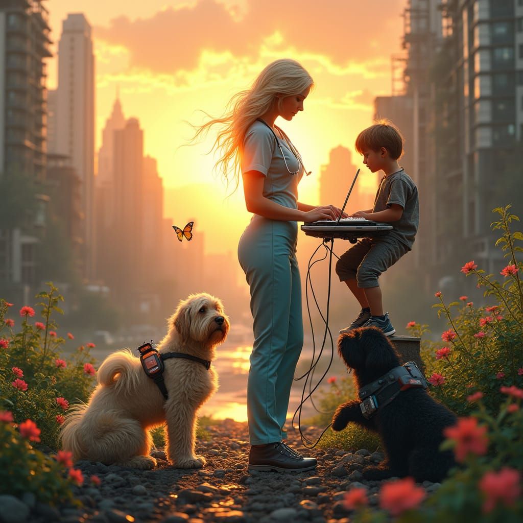 Peaceful Apocalypse: A Mother's Hope Amidst Ruins