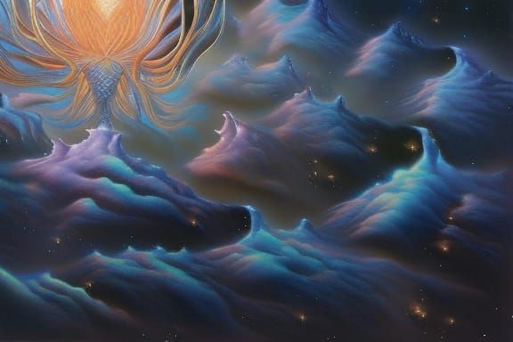 Abstract Fractal Mask in Solarpunk Style