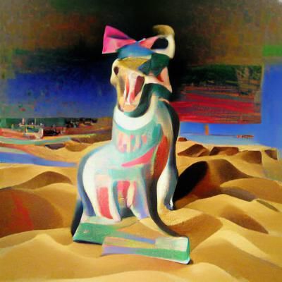 Fauvist Egyptian Animal in Desert Dunes