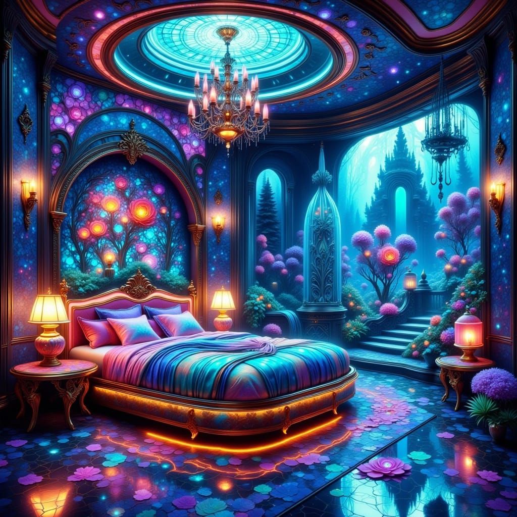 Luxurious Underwater Bedroom with Art Nouveau Flair