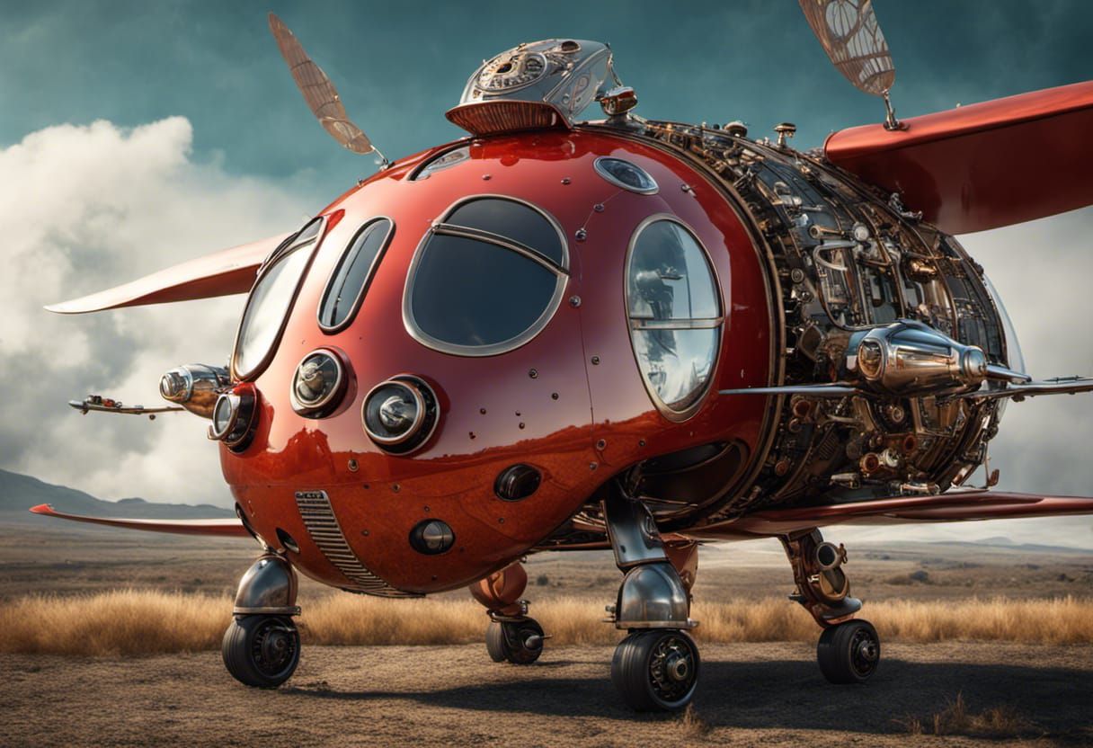 Steampunk Ladybug-Beetle Jumbo Airplane Hybrid Vehicle