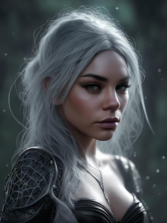 Dark Elf Woman in Spider Web Armor
