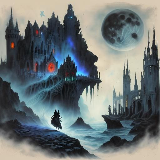 Dark Magic Tower Protecting Lost Souls in Hell