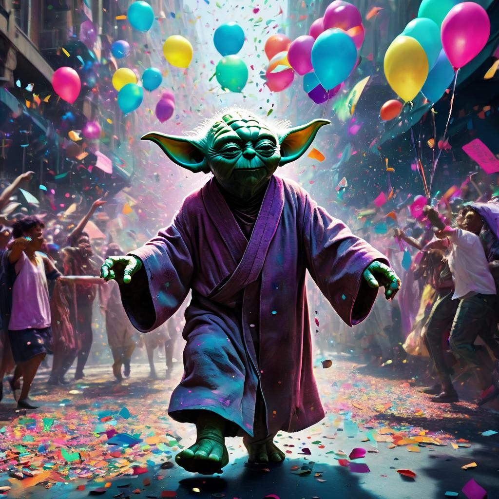 Yoda's Wild Outing at a Colorful Love Parade