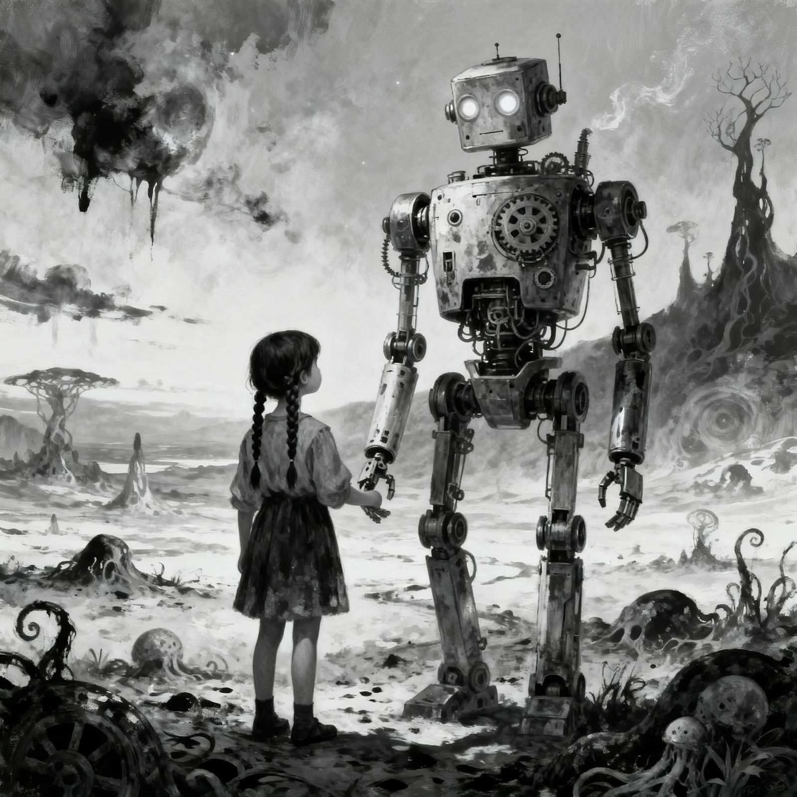 Child Meets Robot In Surreal Fantasy Frontier