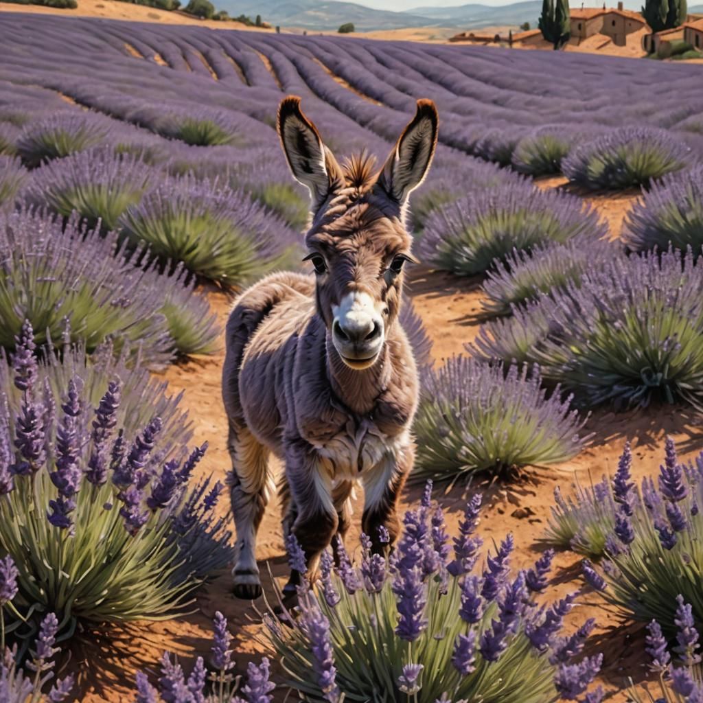 Baby Burro's Lavender Joy: Hyperrealistic Digital Portrait