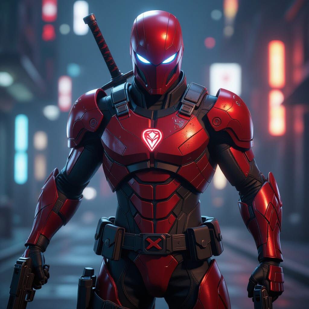 Jaune Arc in High-Tech Armor, Cel-Shaded Style