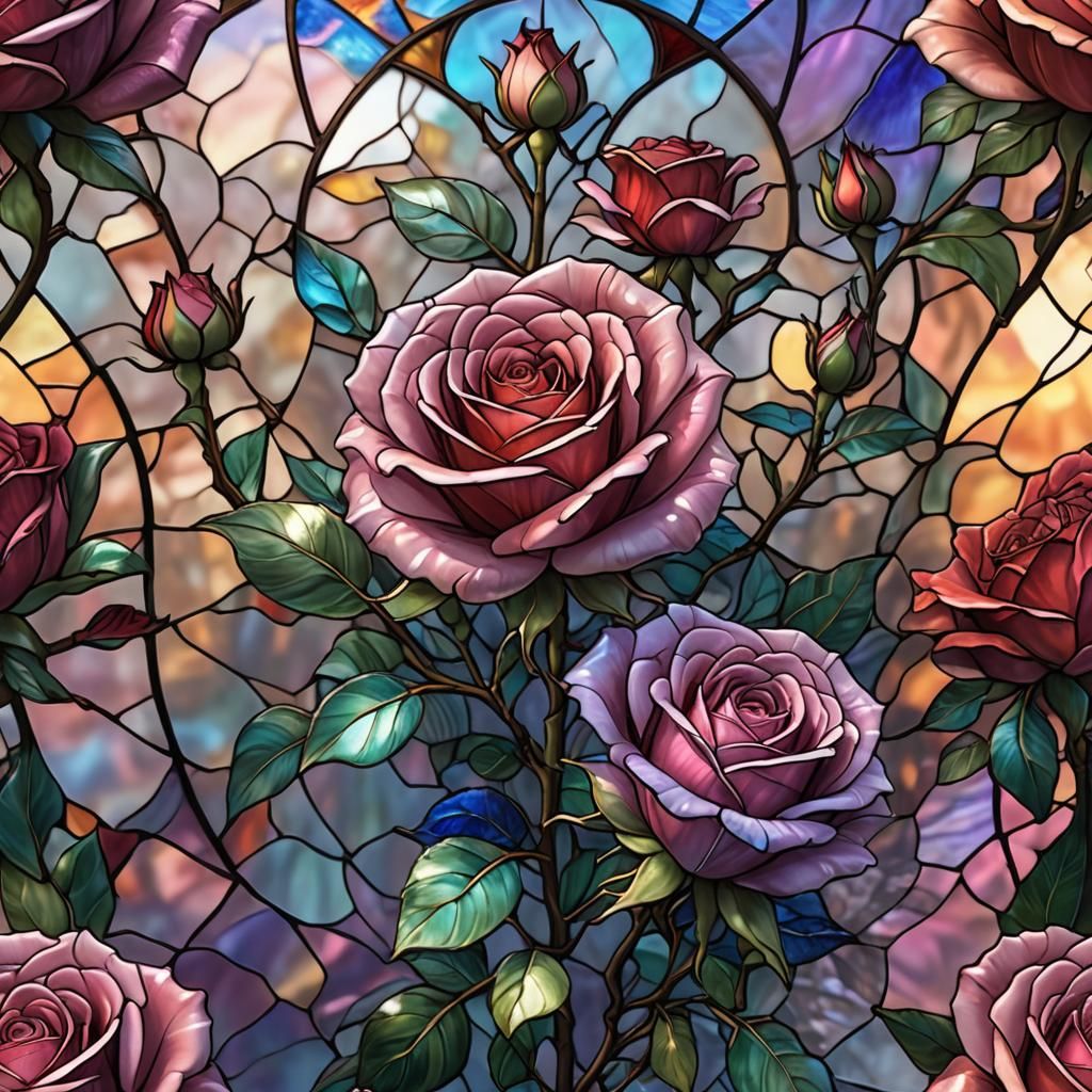 Glass Rose Macro: Iridescent Stained Glass Aesthetic