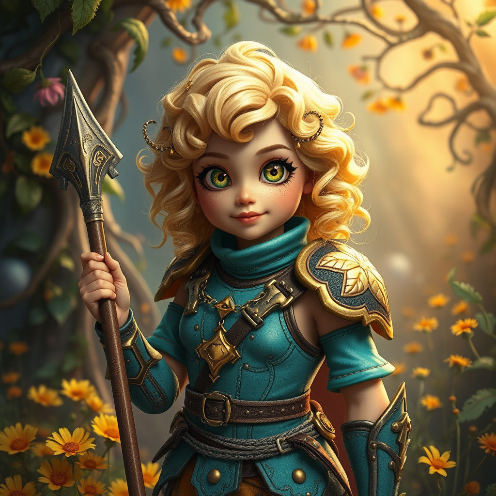 Whimsical Warrior Buttercup in a Mystical Environment