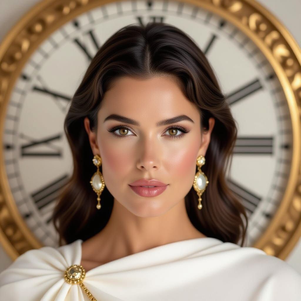 Portrait of Woman with Cleopatra Makeup in Ethereal Style