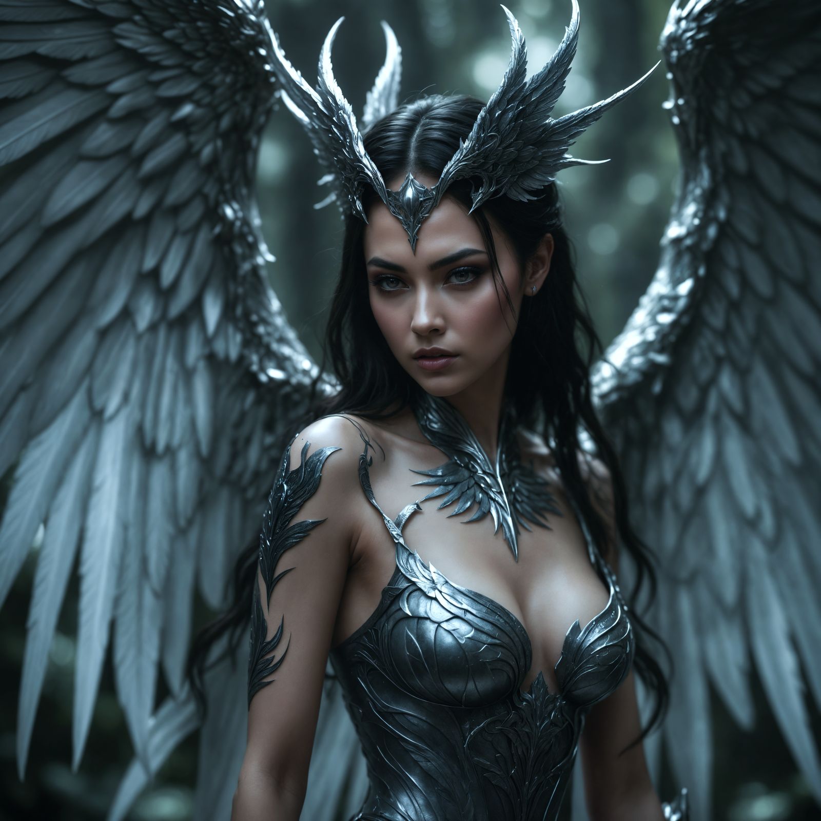 Queen of Blades Portrait in Hyperrealistic Style