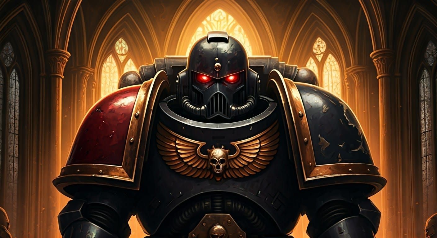 Space Marine Apothecary Techmarine Portrait in Gothic Chambe...