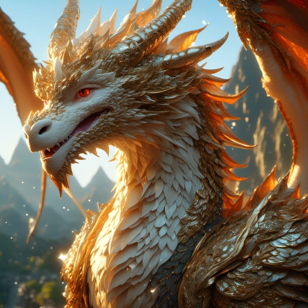 Anime Dragon Portrait with God Rays