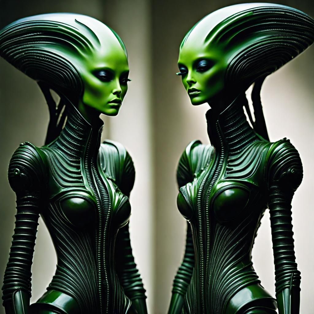 Alien Fashion Show on Foreign Planet in Biopunk Style