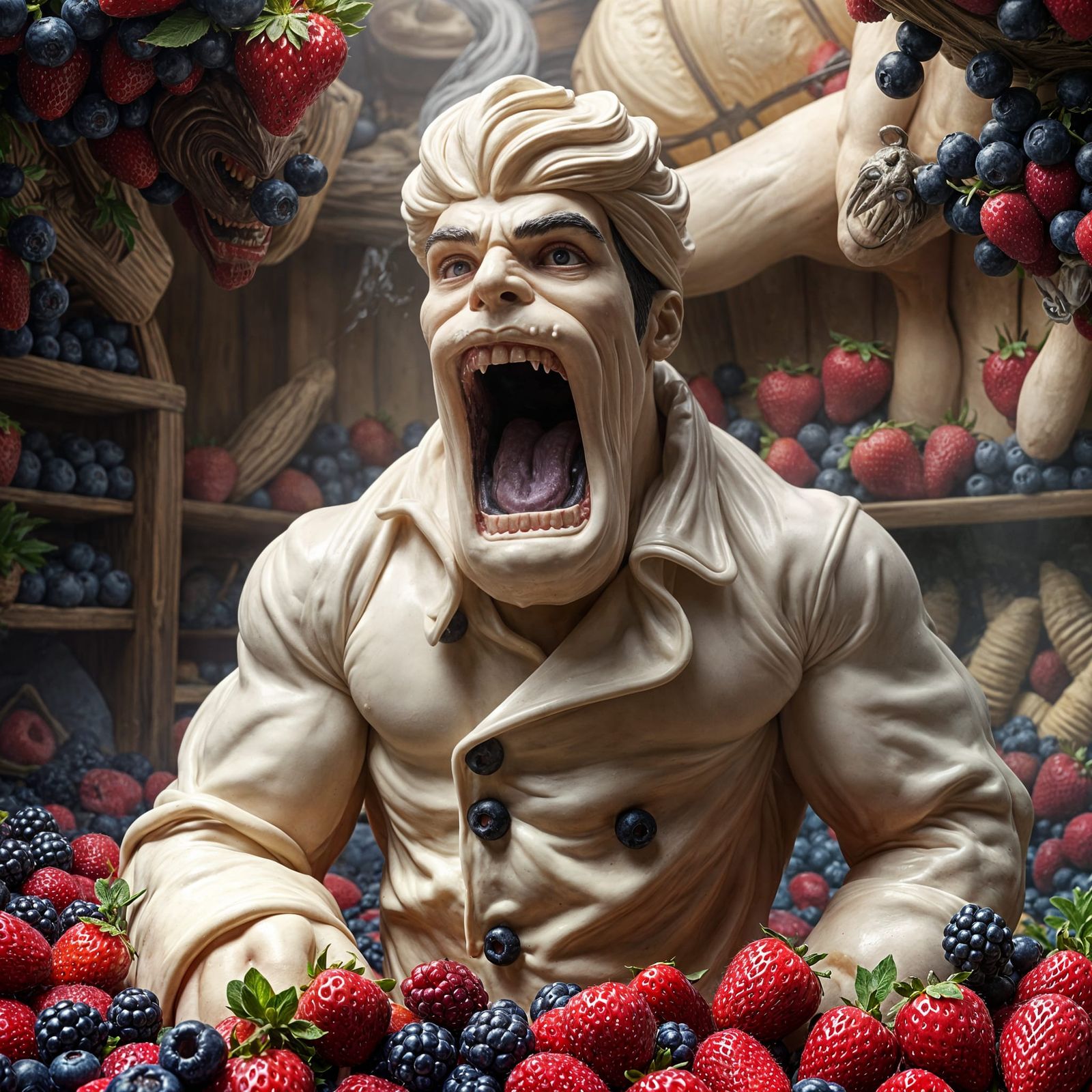 Chocolate Statue in Pastry Room, Hyperrealistic Concept Art
