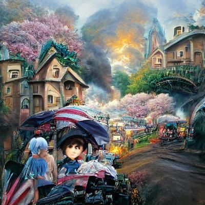 Anime Landscape in Style of Kinkade